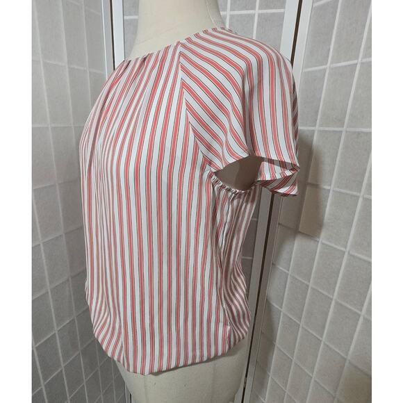 Liz Claiborne Woman Pink Stripe Short Sleeve Pullover Blouse Top Size: Medium - Picture 5 of 6